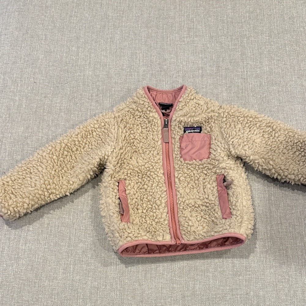 Patagonia Retro-X Fleece Jacket with Pink Trim size 12-18M